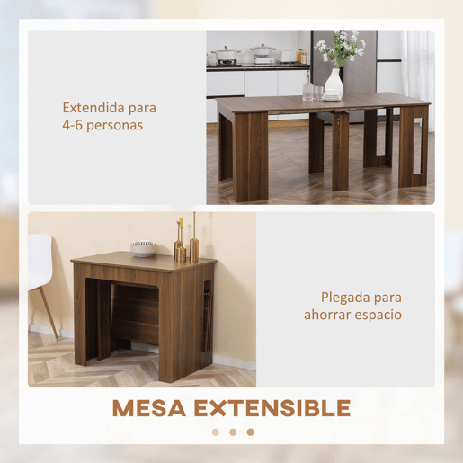 HOMCOM Mesa de Jantar Extensível para 4-6 Pessoas com Lateral Abatível Mesa Auxiliar Multifuncional para Escritório Cozinha Carga Máxima 60kg 180x85x75cm Marrom