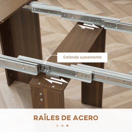 HOMCOM Mesa de Jantar Extensível para 4-6 Pessoas com Lateral Abatível Mesa Auxiliar Multifuncional para Escritório Cozinha Carga Máxima 60kg 180x85x75cm Marrom