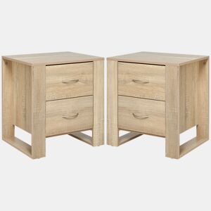 HOMCOM Conjunto de 2 Mesas de Cabeceira com Gavetas e Estilo Moderno Mesas Auxiliares para Dormitório Sala de Estar 48x39x54 cm Carvalho