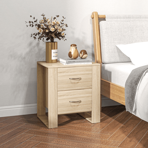 HOMCOM Conjunto de 2 Mesas de Cabeceira com Gavetas e Estilo Moderno Mesas Auxiliares para Dormitório Sala de Estar 48x39x54 cm Carvalho