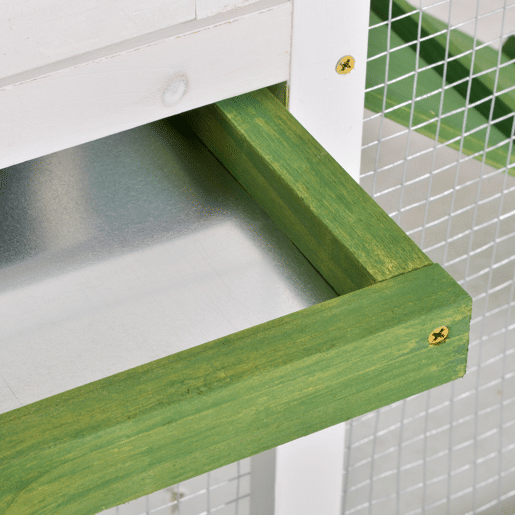 PawHut Coelheira de Madeira 120x60x79 cm Coelheira Grande com Teto Asfáltico Bandeja Removível Escada e Chaminé para Exterior Verde
