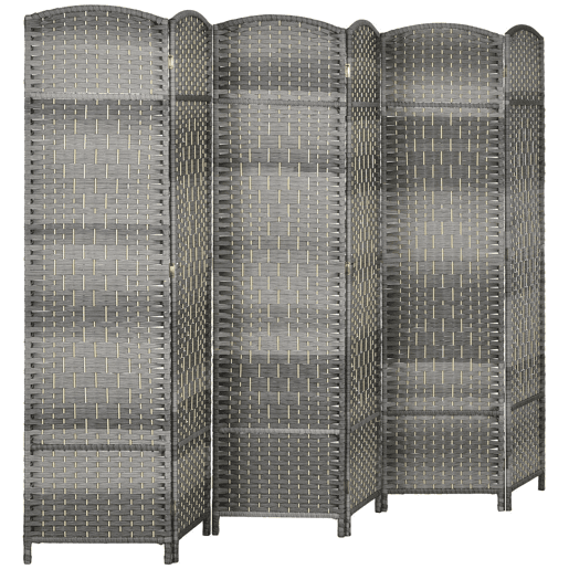 HOMCOM Biombo Dobrável de 6 Painéis Divisor de Ambientes 270x180 cm Ecrã de Privacidade de Polipropileno para Escritório Quarto Cinza Misto