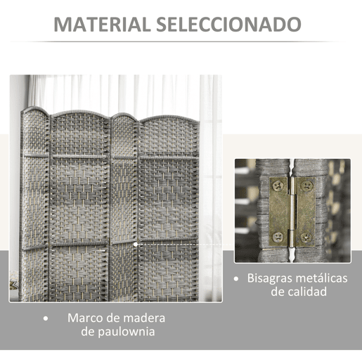 HOMCOM Biombo Dobrável de 6 Painéis Divisor de Ambientes 270x180 cm Ecrã de Privacidade de Polipropileno para Escritório Quarto Cinza Misto
