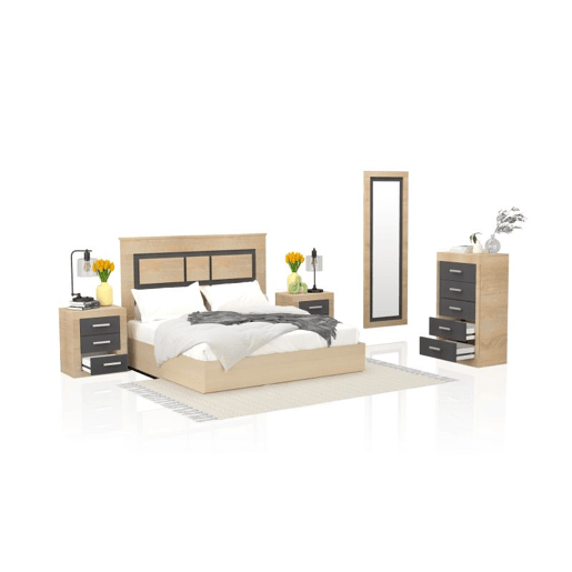 Quarto Kira 5C Cambria - Grafite 160 x 119 x 4 cm