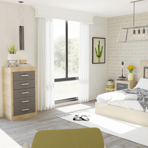 Quarto Kira 5C Cambria - Grafite 160 x 119 x 4 cm