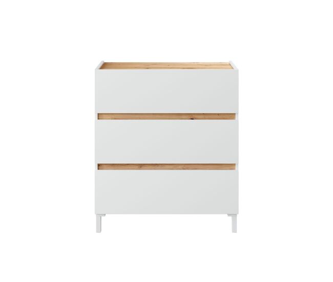 Cómoda Tempus Blanco Artik (Blanco Mate) - Roble Nodi 79 x 90,5 x 41 cm