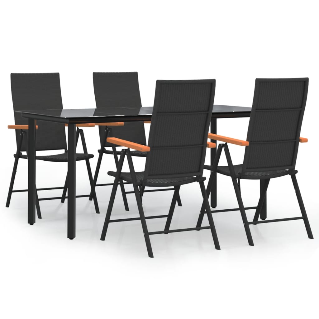 Juego comedor de jardín 5 piezas ratán sintético negro y marrón