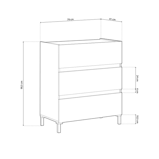 Cómoda Ezra Artik Branco (Branco mate) - Carvalho Nodi 79 x 90,5 x 41 cm