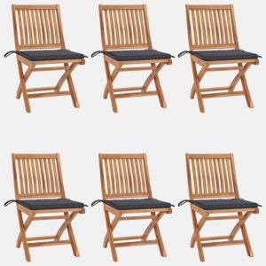 vidaXL Cadeiras de jardim dobráveis c almofadões 6 pcs teca maciça