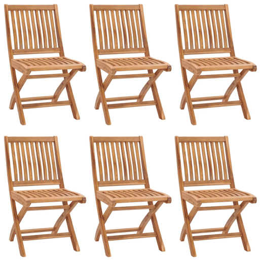 vidaXL Cadeiras de jardim dobráveis c almofadões 6 pcs teca maciça