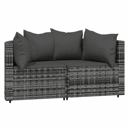 vidaXL 3 pcs conjunto lounge de jardim c almofadões vime PE cinzento