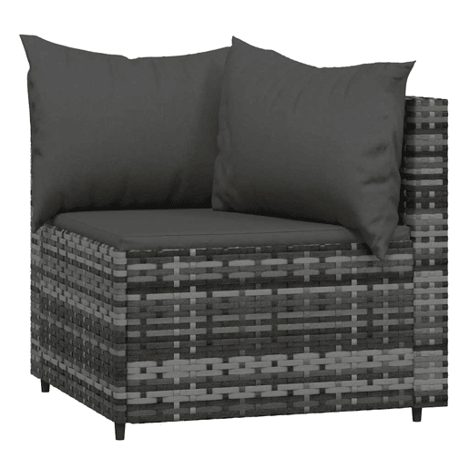 vidaXL 3 pcs conjunto lounge de jardim c almofadões vime PE cinzento