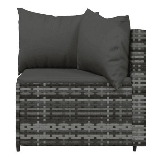 vidaXL 3 pcs conjunto lounge de jardim c almofadões vime PE cinzento