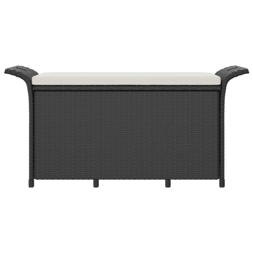 vidaXL Banco de jardim com almofadão 116x46x57 cm vime PE preto