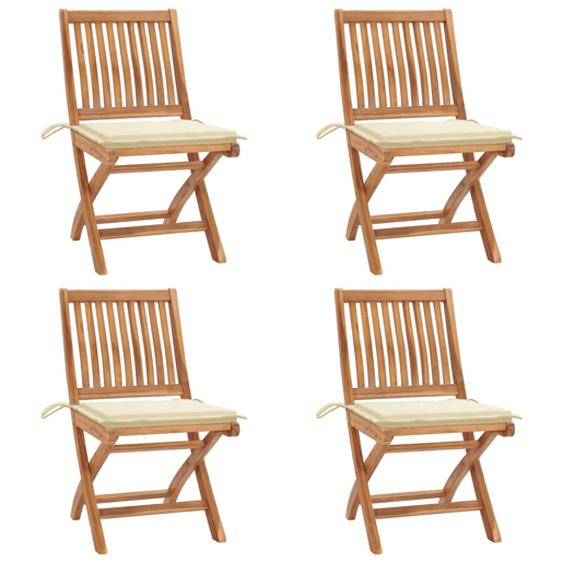 vidaXL Cadeiras de jardim dobráveis c almofadões 4 pcs teca maciça vidaXL Cadeiras de jardim dobráveis c almofadões 4 pcs teca maciça