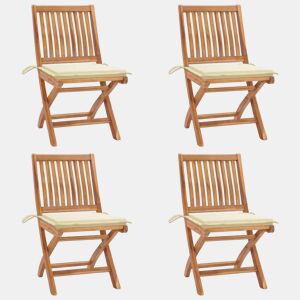 vidaXL Cadeiras de jardim dobráveis c almofadões 4 pcs teca maciça