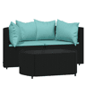 vidaXL 3 pcs conjunto lounge de jardim c almofadões vime PE preto