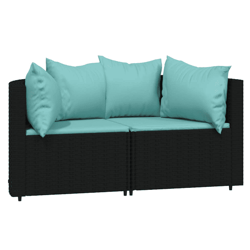 vidaXL 3 pcs conjunto lounge de jardim c almofadões vime PE preto vidaXL 3 pcs conjunto lounge de jardim c almofadões vime PE preto