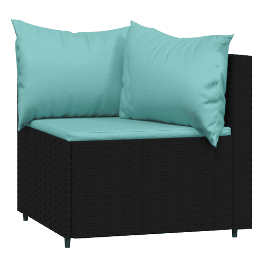 vidaXL 3 pcs conjunto lounge de jardim c almofadões vime PE preto vidaXL 3 pcs conjunto lounge de jardim c almofadões vime PE preto