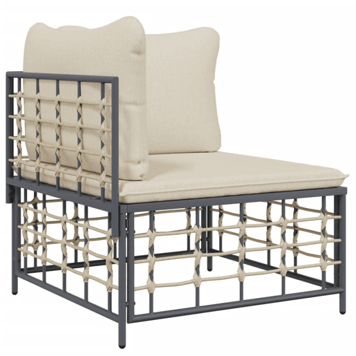 vidaXL 4 pcs conjunto lounge de jardim c almofadões vime PE antracite vidaXL 4 pcs conjunto lounge de jardim c almofadões vime PE antracite