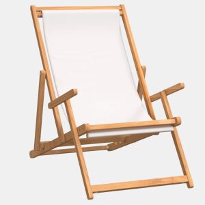 vidaXL Cadeira de praia dobrável madeira de teca maciça cor creme