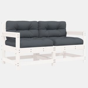 vidaXL Cadeiras de jardim c almofadões 2 pcs pinho maciço branco