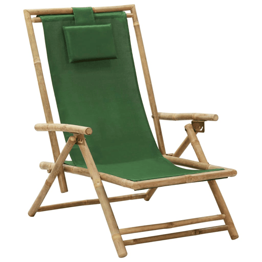 vidaXL Cadeira de descanso reclinável bambu e tecido verde vidaXL Cadeira de descanso reclinável bambu e tecido verde