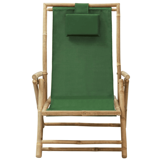 vidaXL Cadeira de descanso reclinável bambu e tecido verde vidaXL Cadeira de descanso reclinável bambu e tecido verde