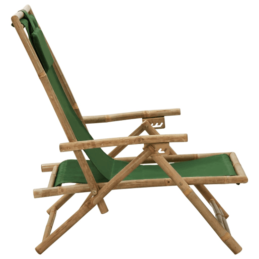 vidaXL Cadeira de descanso reclinável bambu e tecido verde vidaXL Cadeira de descanso reclinável bambu e tecido verde