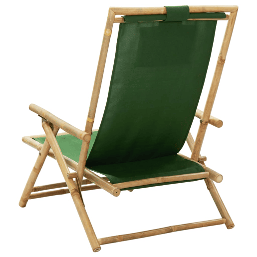 vidaXL Cadeira de descanso reclinável bambu e tecido verde vidaXL Cadeira de descanso reclinável bambu e tecido verde