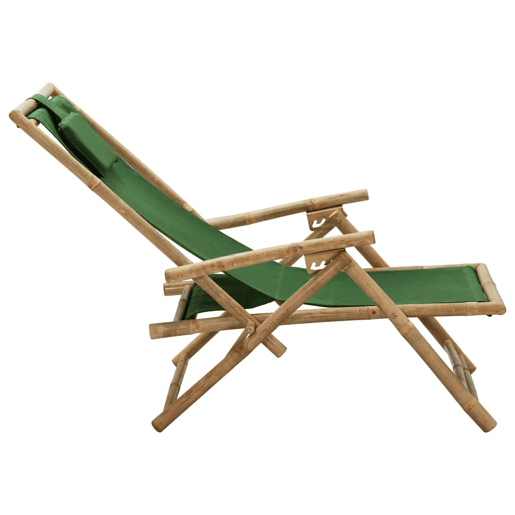 vidaXL Cadeira de descanso reclinável bambu e tecido verde vidaXL Cadeira de descanso reclinável bambu e tecido verde