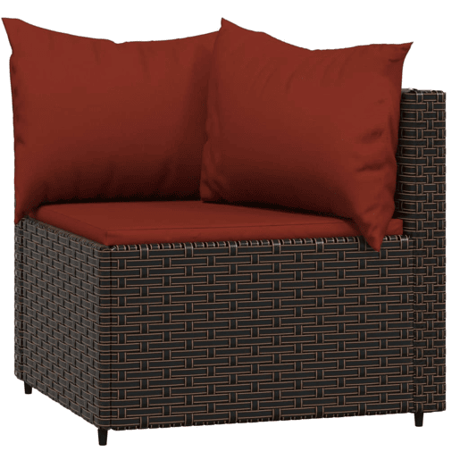 vidaXL 3 pcs conjunto lounge jardim c almofadões vime PE castanho vidaXL 3 pcs conjunto lounge jardim c almofadões vime PE castanho