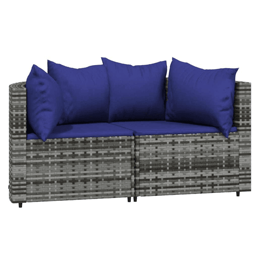 vidaXL 3 pcs conjunto lounge de jardim c almofadões vime PE cinzento