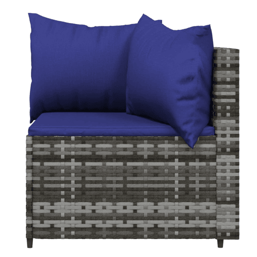 vidaXL 3 pcs conjunto lounge de jardim c almofadões vime PE cinzento
