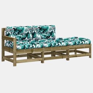 vidaXL 3 pcs conjunto lounge de jardim c almofadões pinho impregnado