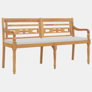 vidaXL Banco Batavia c almofadão 150 cm madeira teca maciça