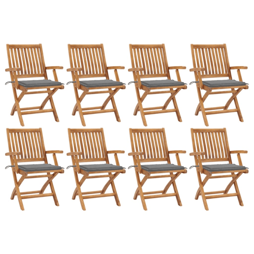 vidaXL Cadeiras de jardim dobráveis c almofadões 8 pcs teca maciça vidaXL Cadeiras de jardim dobráveis c almofadões 8 pcs teca maciça