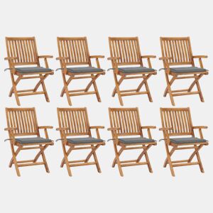vidaXL Cadeiras de jardim dobráveis c almofadões 8 pcs teca maciça
