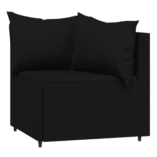 vidaXL 3 pcs conjunto lounge de jardim c almofadões vime PE preto