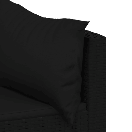 vidaXL 3 pcs conjunto lounge de jardim c almofadões vime PE preto