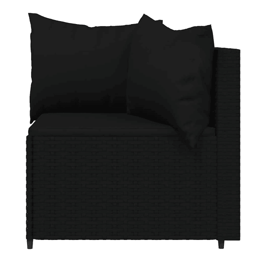 vidaXL 3 pcs conjunto lounge de jardim c almofadões vime PE preto