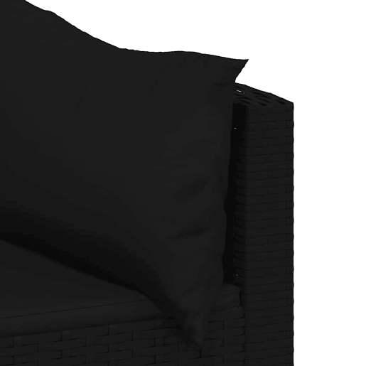 vidaXL 3 pcs conjunto lounge de jardim c almofadões vime PE preto