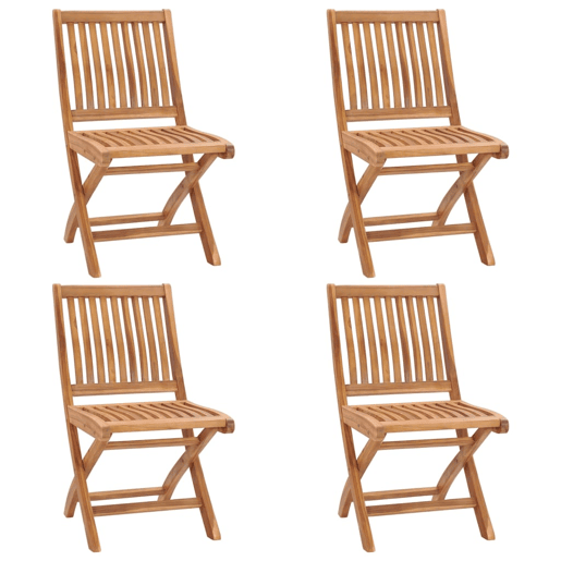 vidaXL Cadeiras de jardim dobráveis c almofadões 4 pcs teca maciça