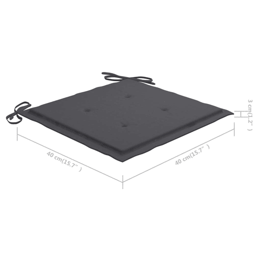 vidaXL Cadeiras de jardim dobráveis c almofadões 4 pcs teca maciça
