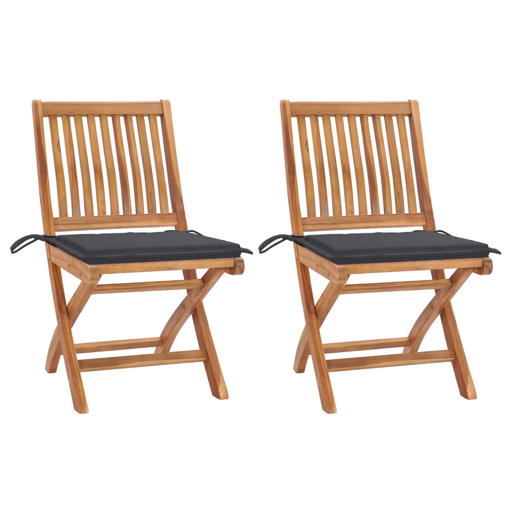 Vidaxl sillas de jardín 2 uds con cojines antracita madera de teca