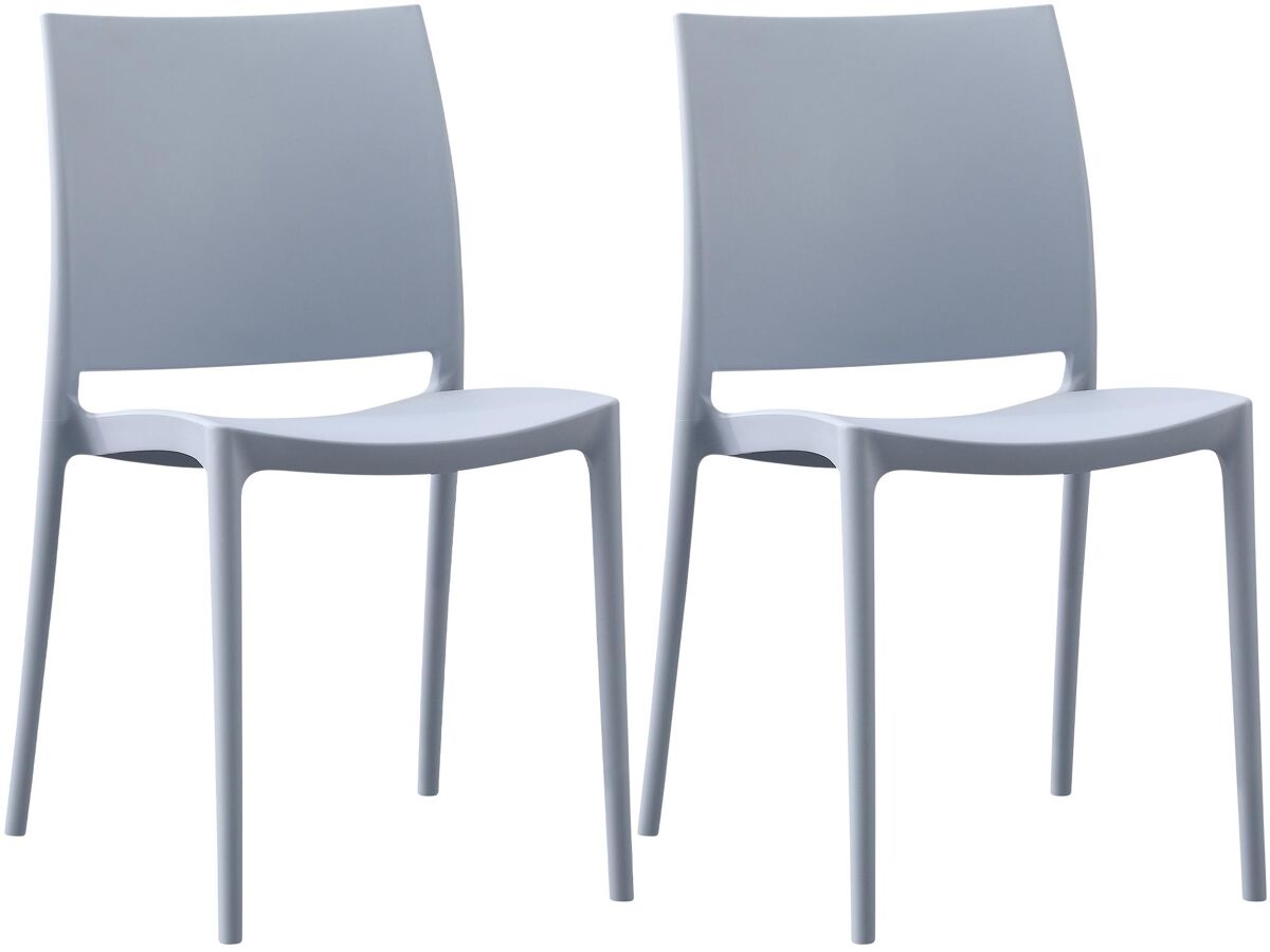 juego de 2 sillas de jardin meton plastico gris claro 49x42x81 cm