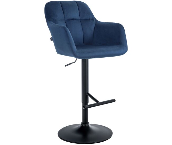Taburete de bar natoma en terciopelo azul 59x57x97 cm