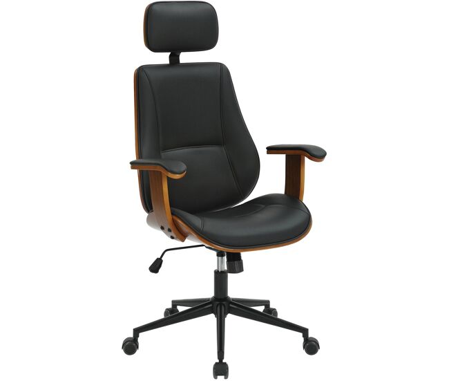 Silla de oficina Lugo en piel sintética Simil cuero Nogal/negro 60X64X118 cm