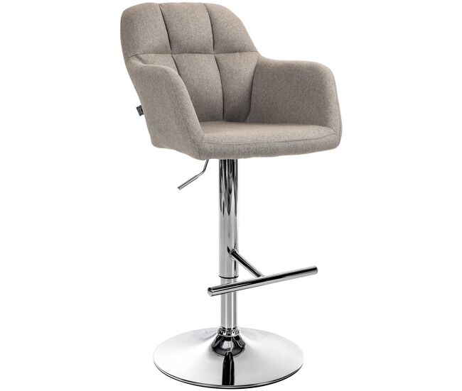 Taburete de bar natoma en tela gris topo 59x57x97 cm