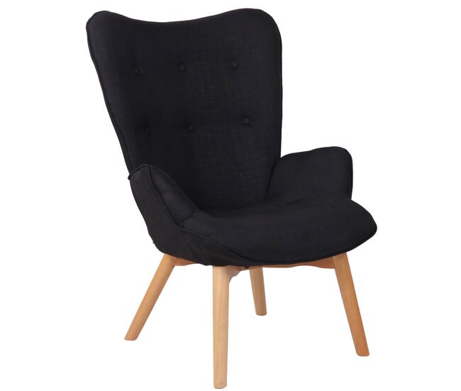 Sillón orejero nórdico durham tela negro 77x71x100 cm
